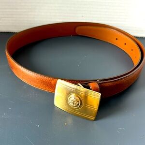 Men BRIGHTON Brown 100% Leather Belt size 36 hand crafted made in USA
